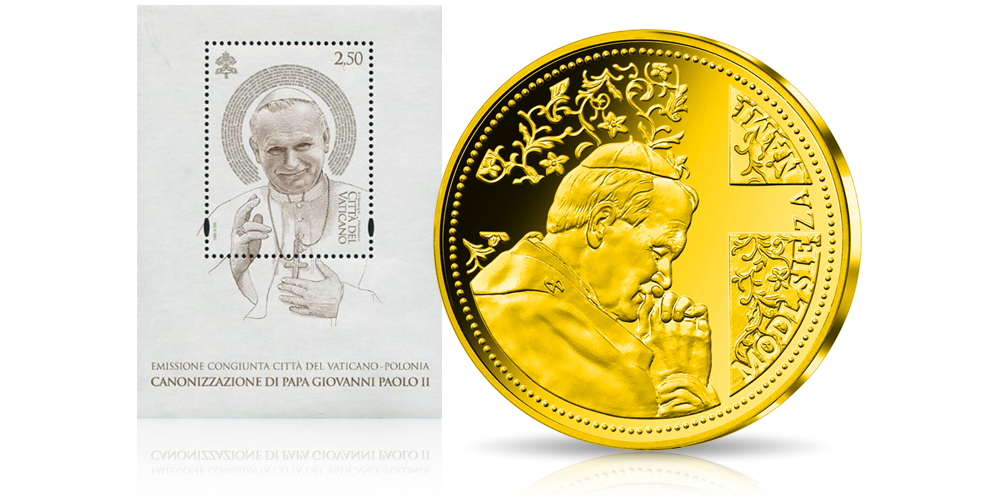  numizmat papieski i znaczek  okolicznościowy w prezencie