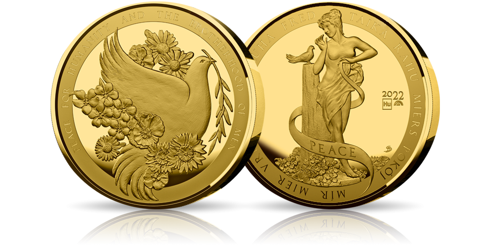 Medal wybity z metalu Humanium (z przetopionej broni). Medal wybity z metalu Humanium (z przetopionej broni).