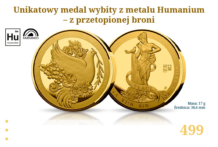 "Pokój" - unikatowy medal wybity z metalu Humanium
