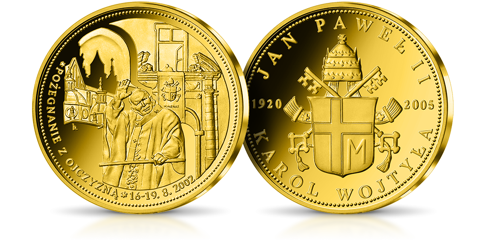  ostatnia wizyta w ojczyźnie na medalu platerowanym złotem