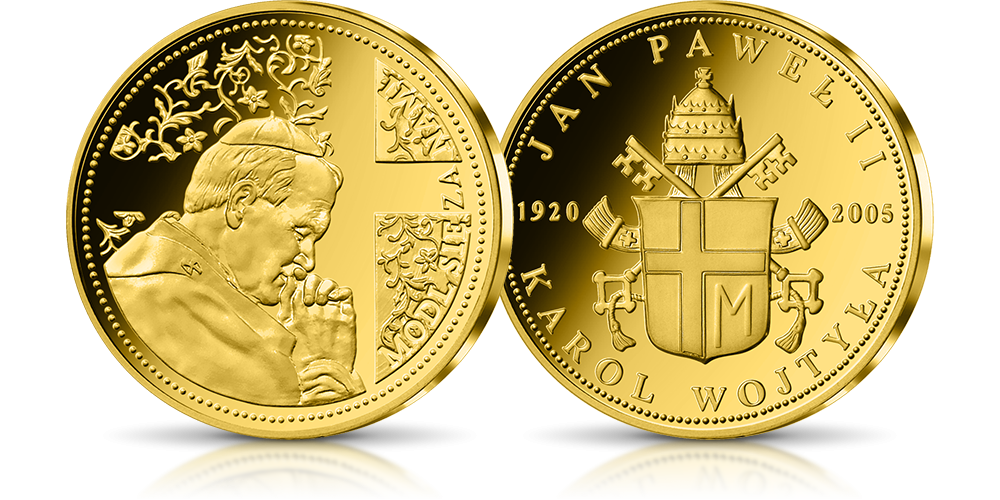   medal platerowany złotem święty jan pweł ii - módl się za nami