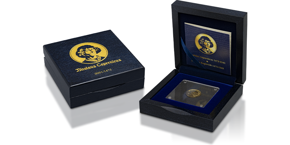 Oficjalna moneta wybita z 1/10 uncji czystego złota próby 999/1000 z indywidualnie numerowanym Certyfikatem i pudełkiem kolekcjonerskim.