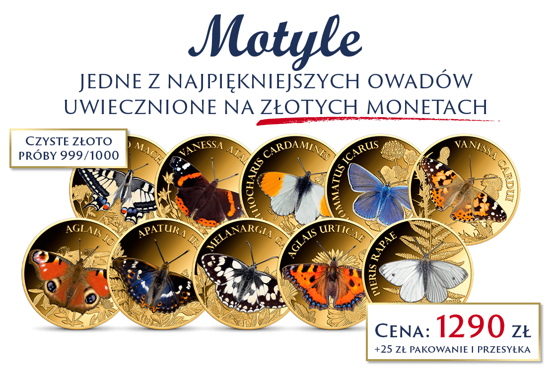 Motyle - jedne z najpiękniejszych owadów uwiecznione na złotych monetach
