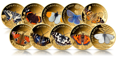 Motyle - zestaw 10 złotych monet