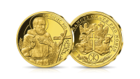   ojciec Pio numizmat platerowany czystym złotem