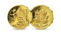święty Jan Paweł II na medalu platerowanym 24-karatowym złotem