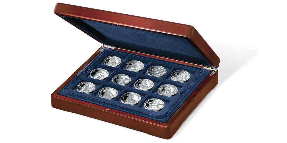 pudełko do kolekcji srebrnych replik najcenniejszych polskich monet
