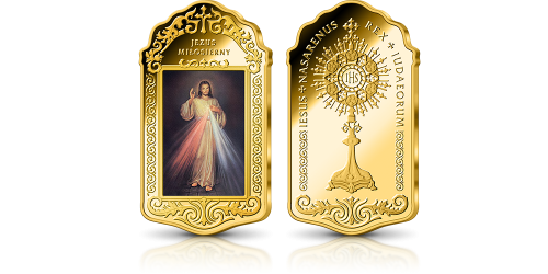 jezus miłosierny na medalu uszlachetnionym złotem jezus miłosierny na medalu uszlachetnionym złotem