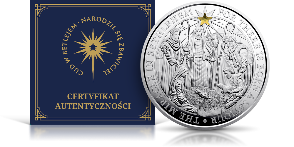srebrna moneta świąteczna wraz z certyfikatem - nowość 2024