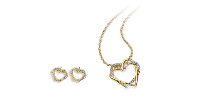 Naszyjnik i kolczyki w kształcie serca z kryształkami Swarovskiego 