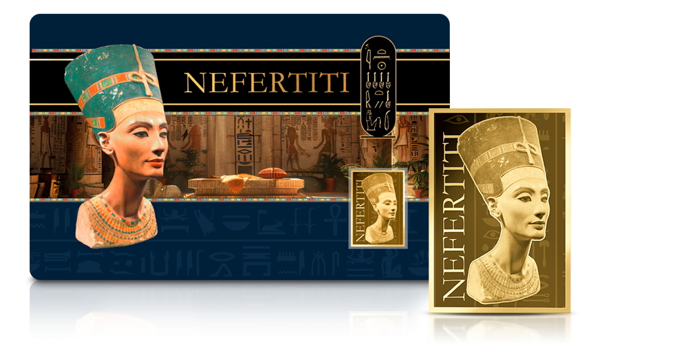 Nafertiti na złotej monecie.