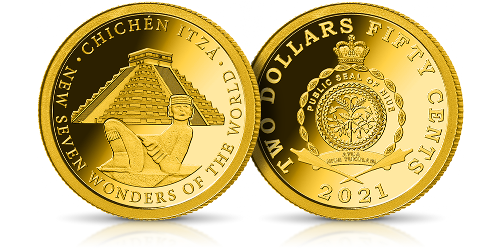 Nowe 7 Cudów Świata - złota moneta Chichen Itza