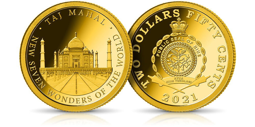 Nowe 7 Cudów Świata - złota moneta Taj Mahal