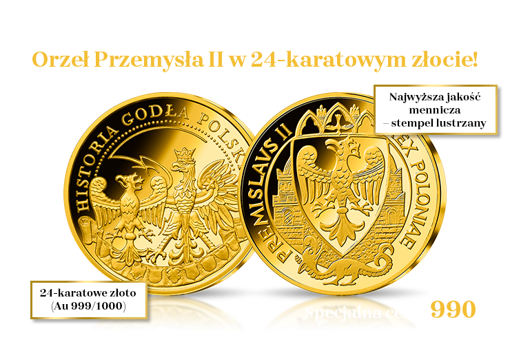 Orzeł Przemysła II w 24-karatowym złocie