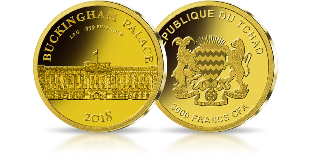 pałac buckingham na złotej monecie wybitej w najwyższej jakości menniczej stempel lustrzany pałac buckingham na złotej monecie wybitej w najwyższej jakości menniczej stempel lustrzany