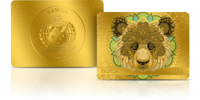 Panda - złota moneta z kolorowym nadrukiem