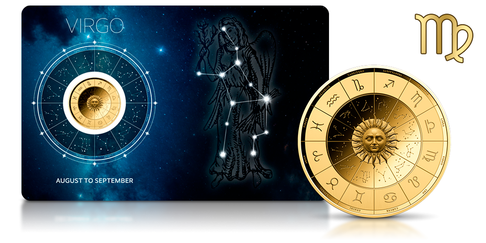 Zodiak na złotej monecie.