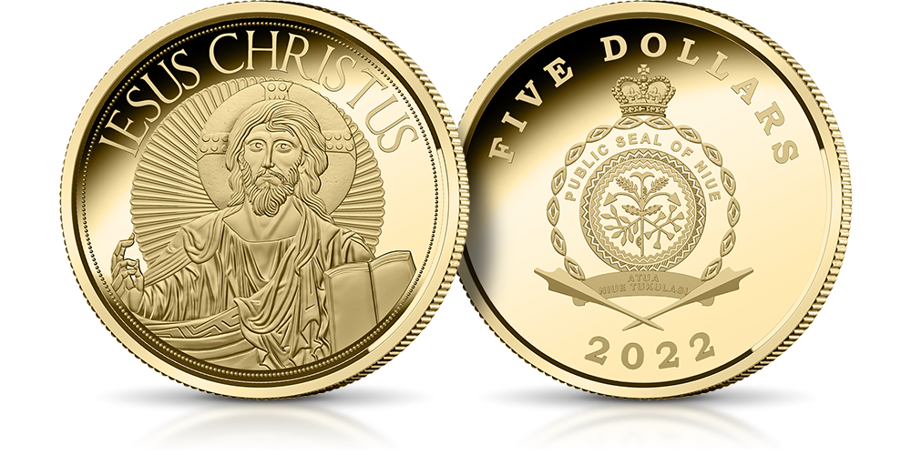 Chrystus Pantokrator – jedno z najbardziej znanych przedstawień Jezusa na monecie wybitej w czystym złocie