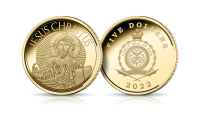 Chrystus Pantokrator na monecie wybitej w czystym złocie.
