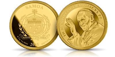 Papież Franciszek upamiętniony w złocie 