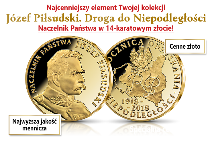 Złoty medal upamiętniający Józefa Piłsudskiego i 100. rocznicę odzyskania niepodległości