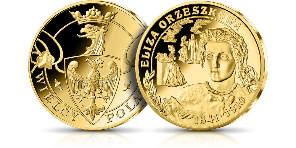 Eliza Orzeszkowa na medalu platerowanym 24-karatowym złotem