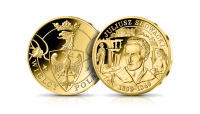Juliusz Słowacki na medalu platerowanym 24-karatowym złotem