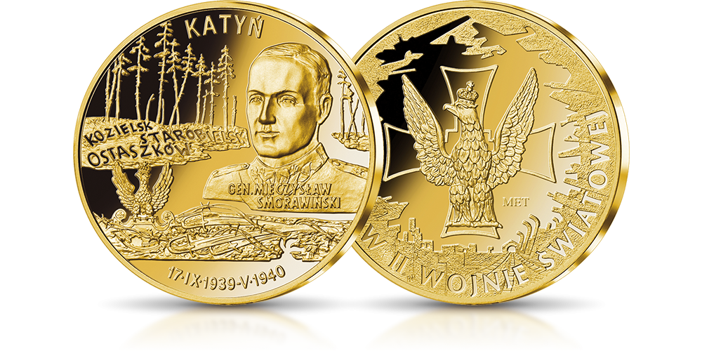 Katyń - medal platerowany złotem