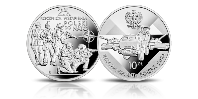 25. rocznica wstąpienia Polski do NATO - srebrna moneta kolekcjonerska 10 zł, emitowana przez Narodowy Bank Polski