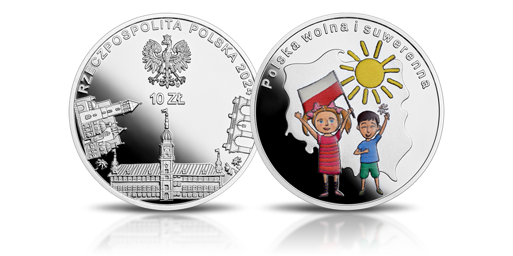 Polska wolna i suwerenna - srebrna moneta kolekcjonerska emitowana przez NBP.