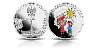 Polska wolna i suwerenna - srebna moneta kolekcjonerska emitowana przez Narodowy Bank Polski