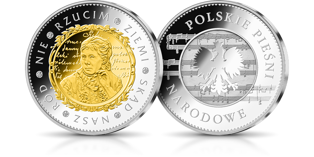 Polskie Pieśni Narodowe na medalach uszlachetnionych czystym srebrem i złotem