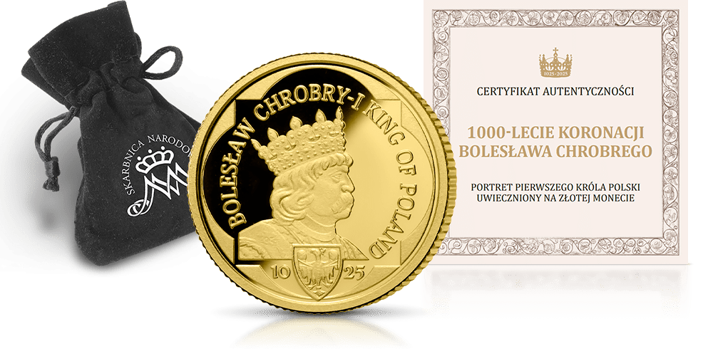 Akcesoria GRATIS! Certyfikat Autentyczności, welurowy woreczek z logo Skarbnicy Narodowej oraz kapsuła ochronna na monetę!