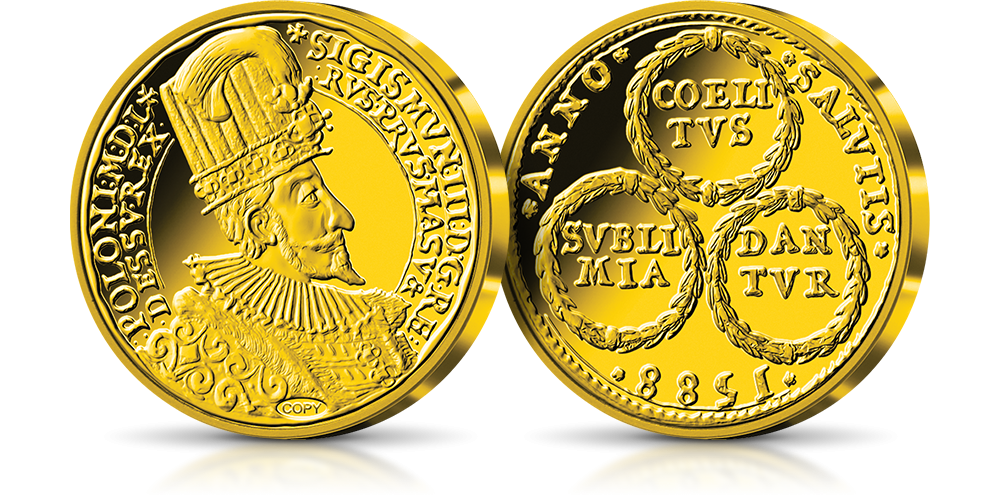 Portugał Zygmunta III Wazy - replika platerowana czystym złotem, najwyższa jakość mennicza