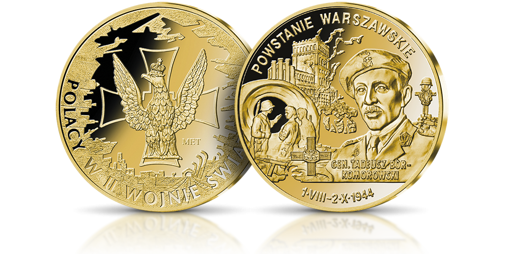 Powstanie Warszawskie medal platerowany czystym złotem