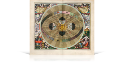 Kolorowa reprodukcja mapy Układu Słonecznego z 1660 r. 