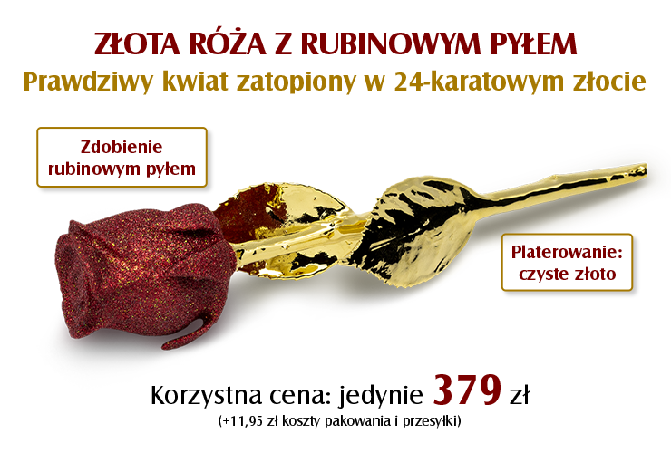 Złota róża z rubinowym pyłem