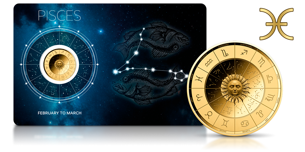 Zodiak na złotej monecie.