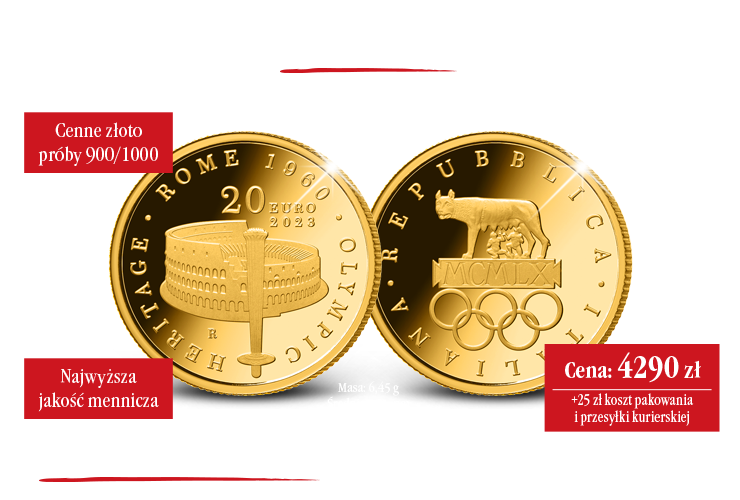 Pierwsza oficjalna złota moneta igrzysk Rzym 1960