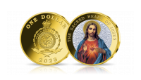   Najświętsze Serce Jezusa na monecie platerowanej czystym złotem