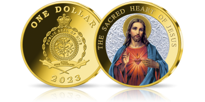 Najświętsze Serce Jezusa - oficjalna moneta platerowana czystym złotem 