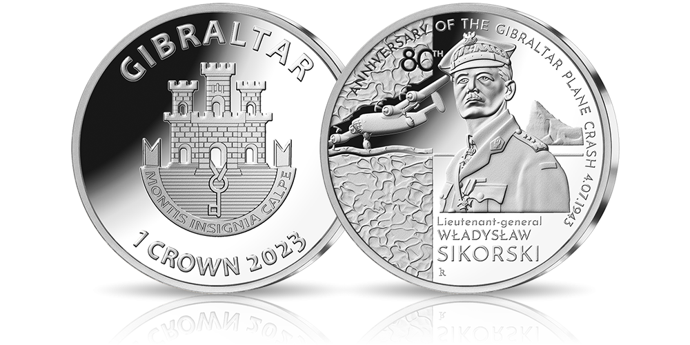 Generał Sikorski - srebrna moneta upamiętniająca katastrofę w Gibraltarze