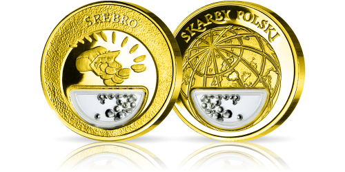 Uszlachetniony złotem medal zawierający srebro Uszlachetniony złotem medal zawierający srebro