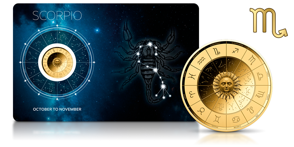 Zodiak na złotej monecie.
