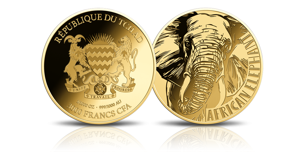 Moneta wykonana z czystego złota próby 999/1000.