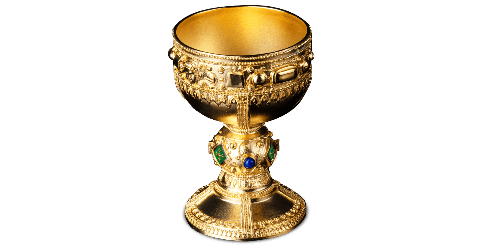 Święty Graal na monecie wybitej z czystego srebra próby 999/1000.