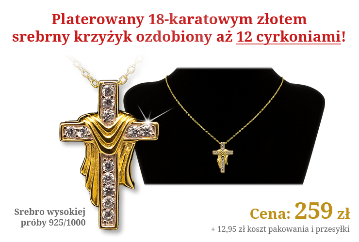 Srebrny krzyżyk ozdobiony aż 12 cyrkoniami 