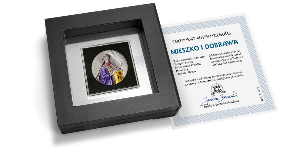 Ramka i certyfikat do medalu Mieszko I i Dobrawa
