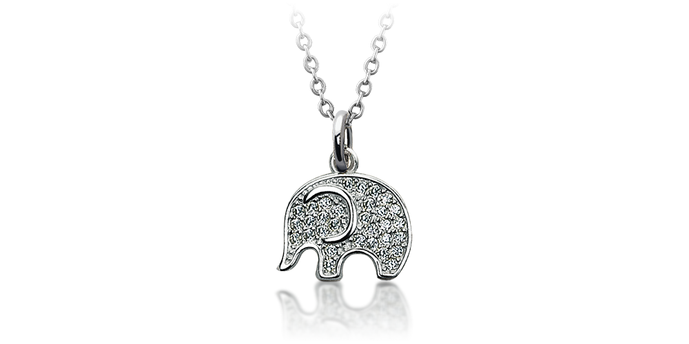   srebrny łańcuszek z wisiorkiem w kształcie słonia 