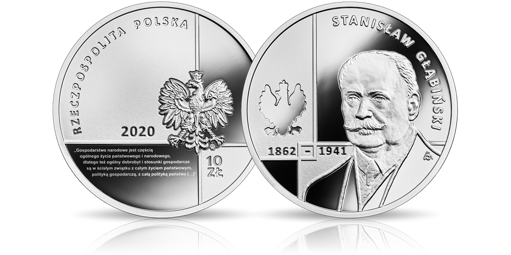 Stanisław Głąbiński na srebrnej monecie NBP. Stanisław Głąbiński na srebrnej monecie NBP.